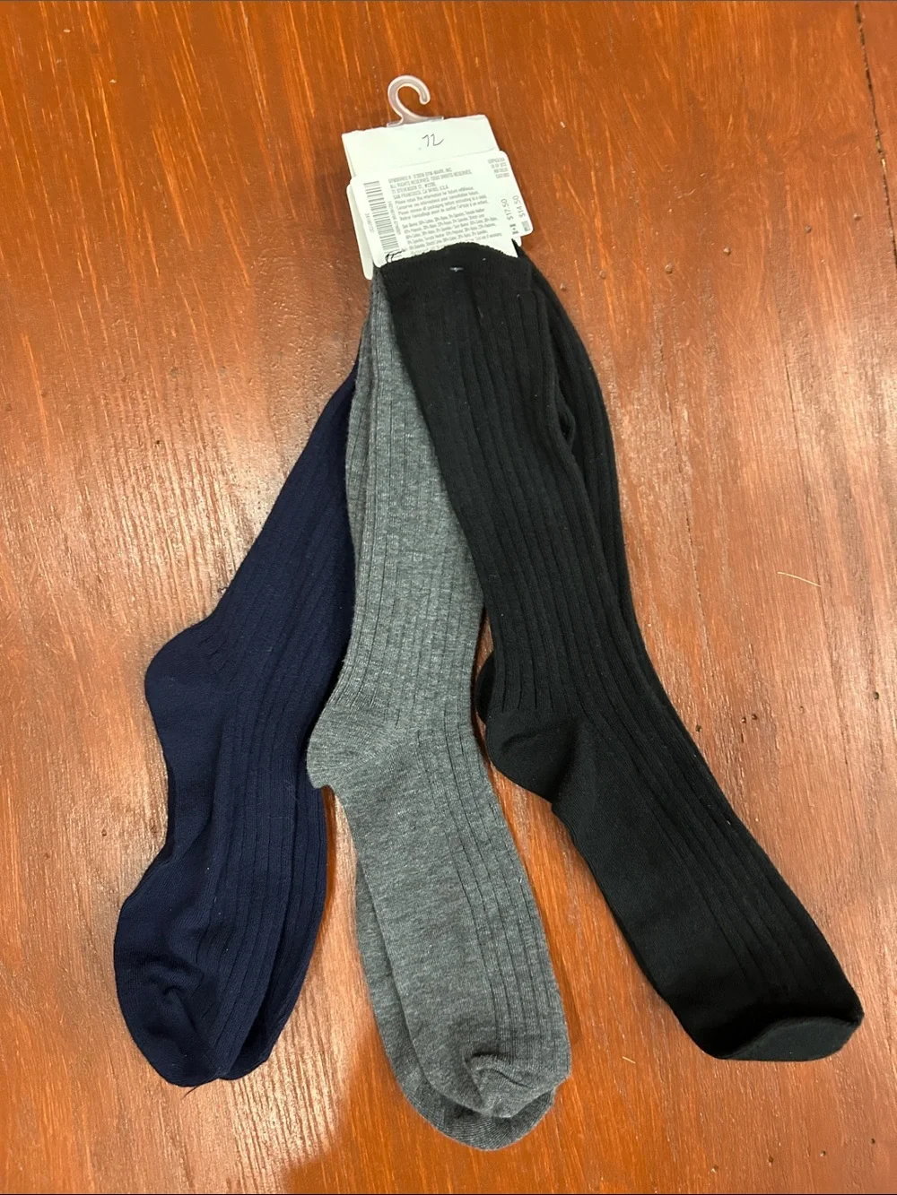 Gymboree 3-Pack Ribbed Crew Socks - Black, Gray & Navy